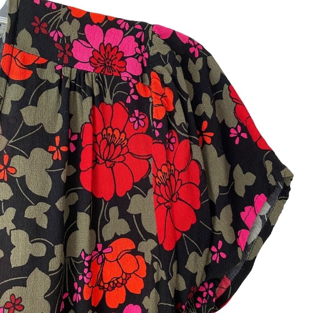 Rolla’s Cleo Rambling Floral Mini Wrap Dress size medium Black Red Pink Flowers - Picture 7 of 12